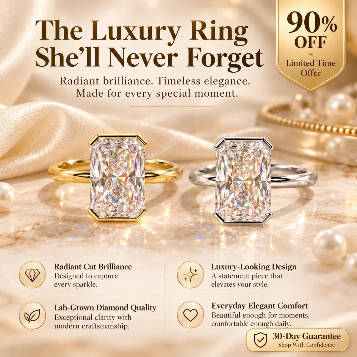 The Luxury-Looking Diamond Ring She'll Never Want To Take Off-Last Day Sale-90% OFF🔥