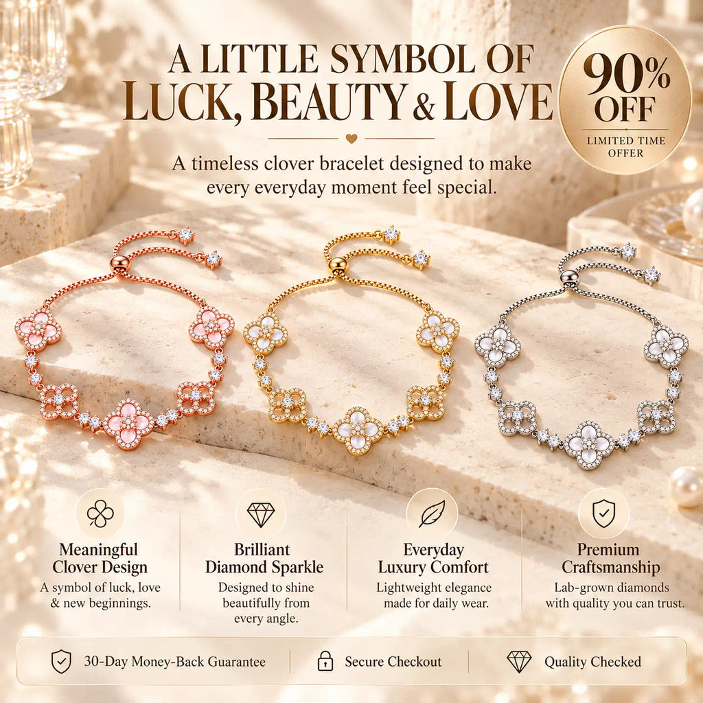 A Little Symbol Of Luck, Love & Beauty — A Timeless Clover Diamond Bracelet Made To Shine With You Every Day -Last Day Sale-90% OFF🔥