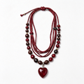Crimson Heart Bohemian Layered Pendant Necklace