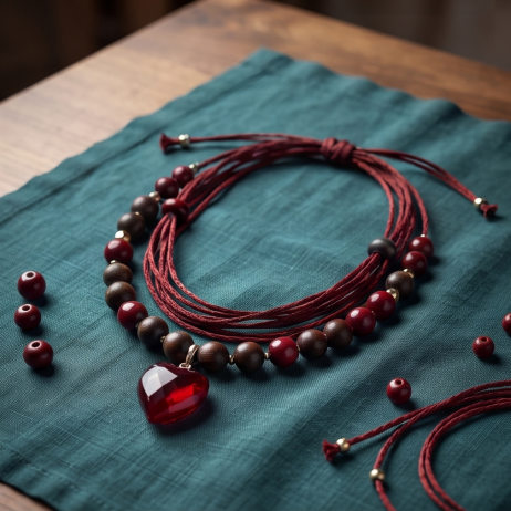 Crimson Heart Bohemian Layered Pendant Necklace
