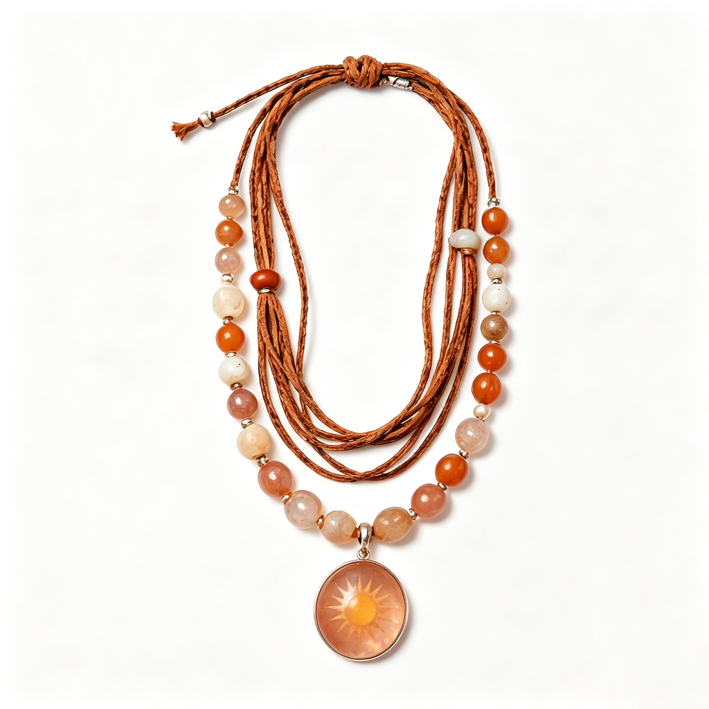 Sunset Amber Bohemian Layered Cord Necklace