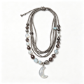 Moonlight Crescent Bohemian Layered Cord Necklace