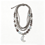 Moonlight Crescent Bohemian Layered Cord Necklace