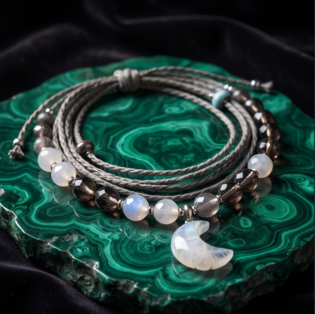 Moonlight Crescent Bohemian Layered Cord Necklace