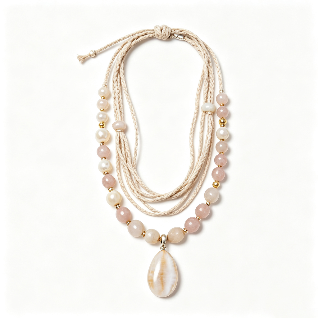 Pearl Blossom Bohemian Layered Cord Necklace