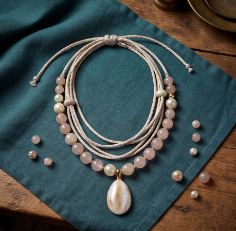 Pearl Blossom Bohemian Layered Cord Necklace
