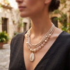 Pearl Blossom Bohemian Layered Cord Necklace