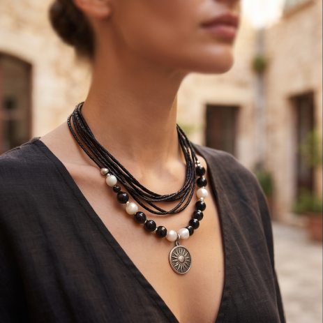 Midnight Sun Bohemian Layered Cord Necklace