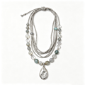Silver Moonstone Bohemian Layered Pendant Necklace