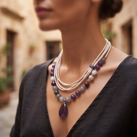 Amethyst Dream Bohemian Layered Pendant Necklace