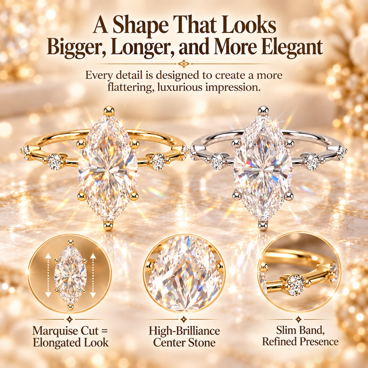 The Marquise Diamond Ring That Makes Your Hands Look Instantly More Elegant-Last Day Sale-90% OFF🔥