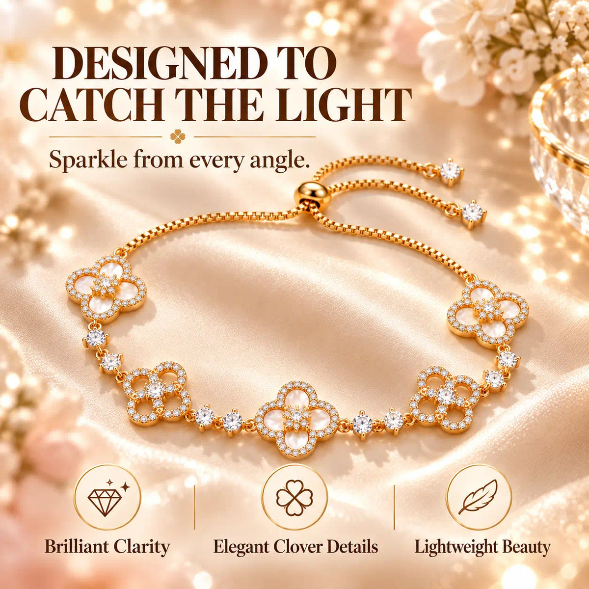 A Little Symbol Of Luck, Love & Beauty — A Timeless Clover Diamond Bracelet Made To Shine With You Every Day -Last Day Sale-90% OFF🔥