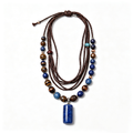 Midnight Blue Lapis Bohemian Layered Pendant Necklace