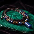 Midnight Blue Lapis Bohemian Layered Pendant Necklace