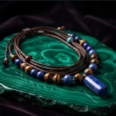 Midnight Blue Lapis Bohemian Layered Pendant Necklace