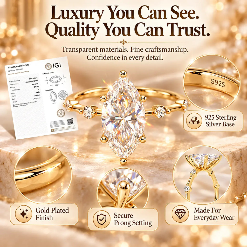 The Marquise Diamond Ring That Makes Your Hands Look Instantly More Elegant-Last Day Sale-90% OFF🔥