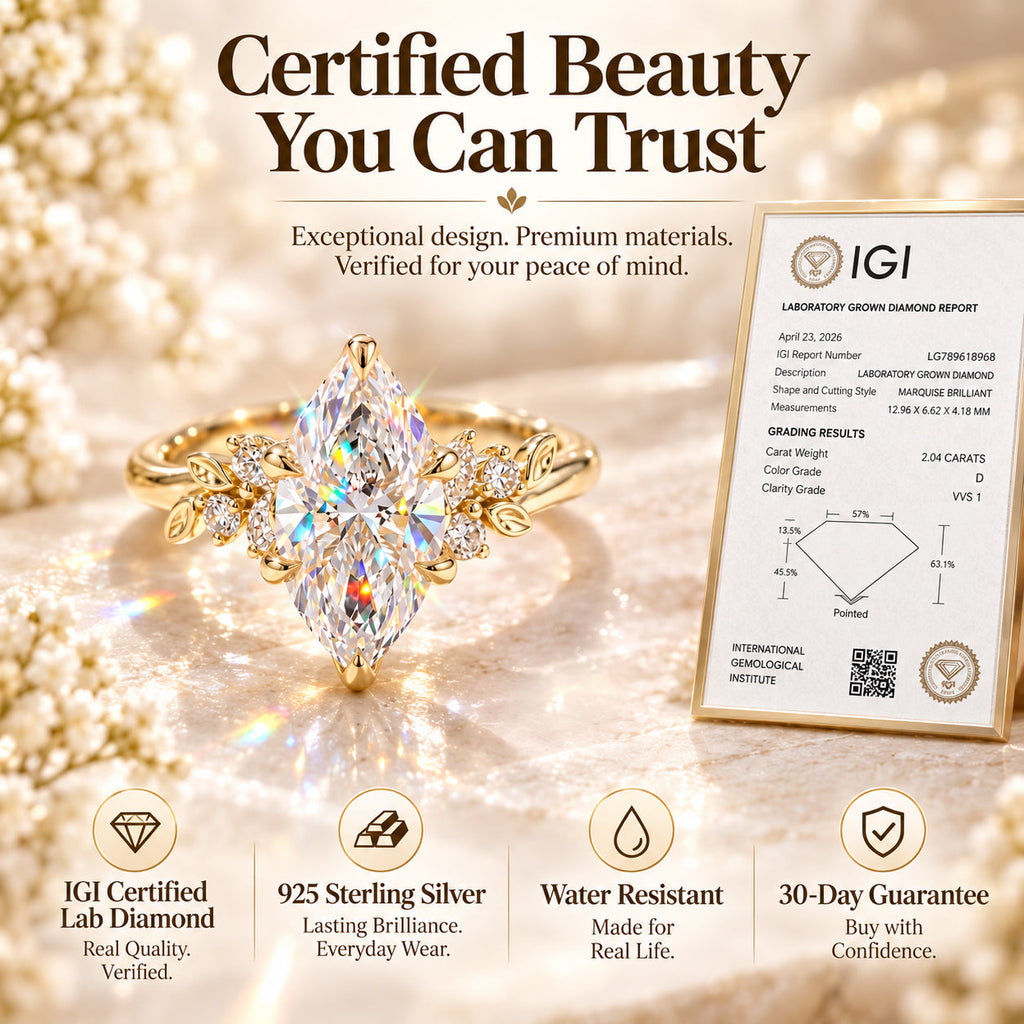 A Stunning Marquise Lab Diamond Ring Designed To Make Your Hands Look More Elegant — With Romantic Floral Details And Luxury Sparkle You'll Love Every Day-Last Day Sale-90% OFF🔥