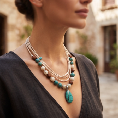 Ocean Breeze Turquoise Bohemian Layered Pendant Necklace