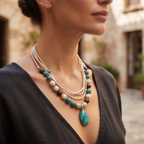 Ocean Breeze Turquoise Bohemian Layered Pendant Necklace