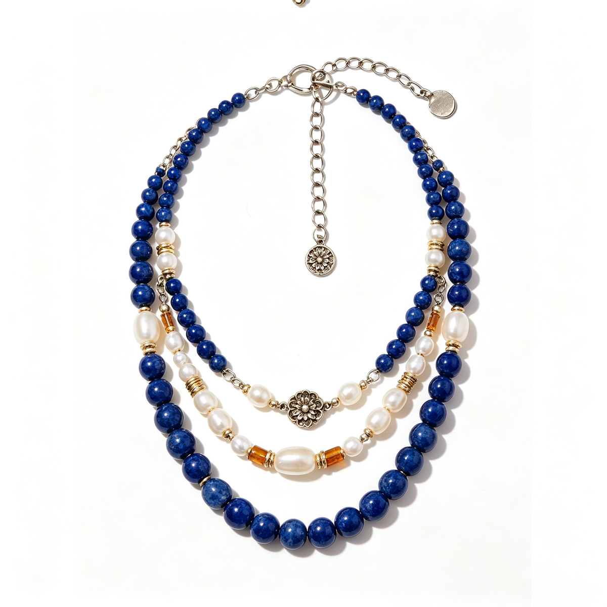 Sapphire Ocean Pearl Layered Bohemian Necklace