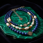 Sapphire Ocean Pearl Layered Bohemian Necklace