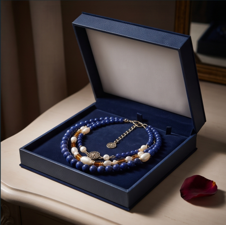 Sapphire Ocean Pearl Layered Bohemian Necklace