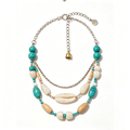 Coastal Turquoise Shell Layered Bohemian Necklace