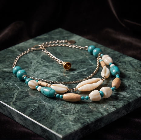 Coastal Turquoise Shell Layered Bohemian Necklace