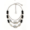 Midnight Pearl Moonstone Layered Statement Necklace