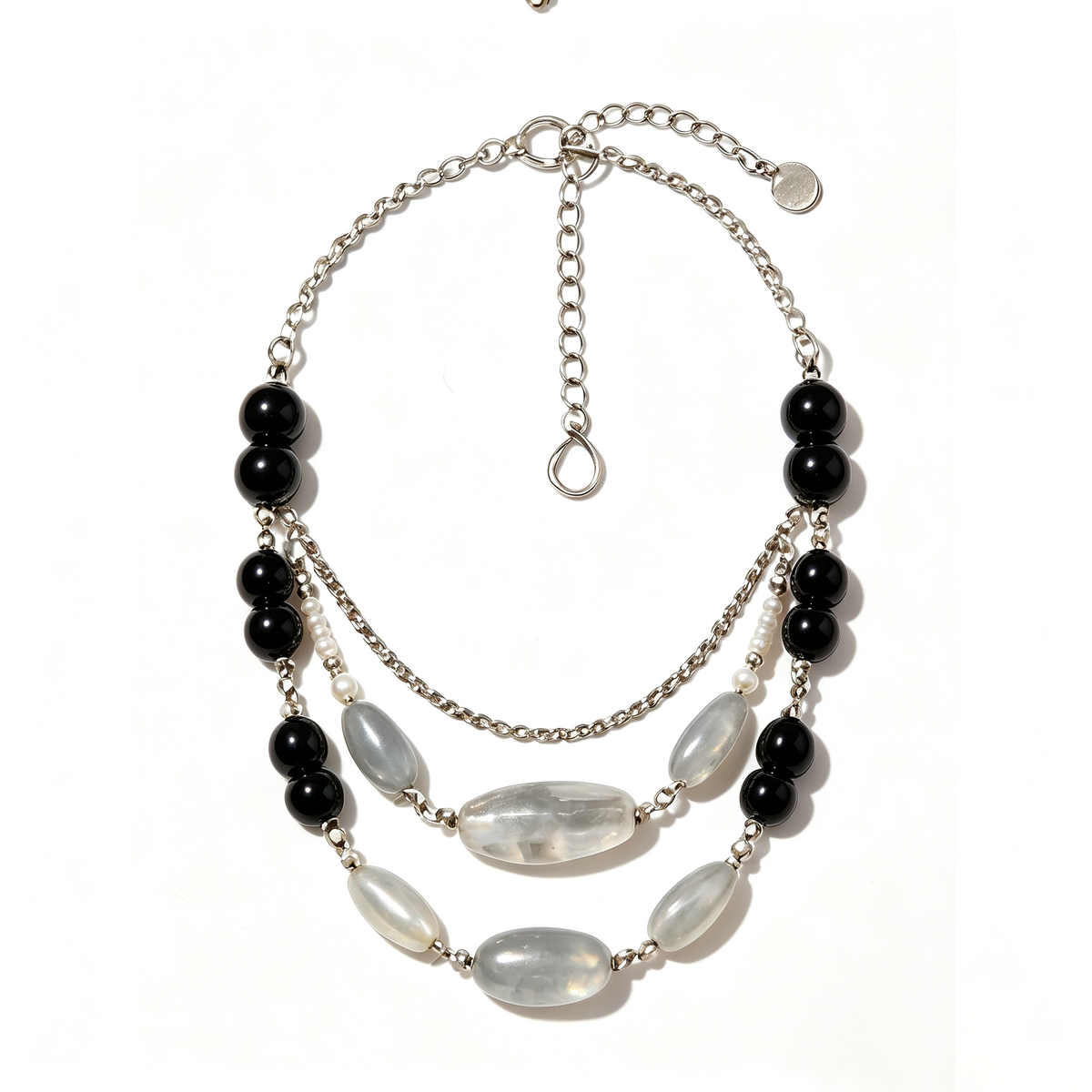 Midnight Pearl Moonstone Layered Statement Necklace