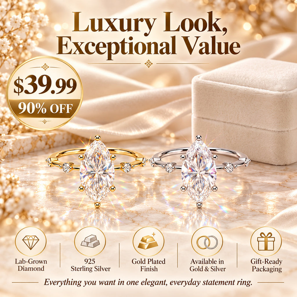 The Marquise Diamond Ring That Makes Your Hands Look Instantly More Elegant-Last Day Sale-90% OFF🔥