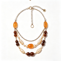 Amber Sunset Pearl Layered Bohemian Necklace