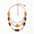 Amber Sunset Pearl Layered Bohemian Necklace