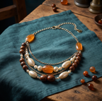 Amber Sunset Pearl Layered Bohemian Necklace