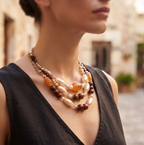Amber Sunset Pearl Layered Bohemian Necklace
