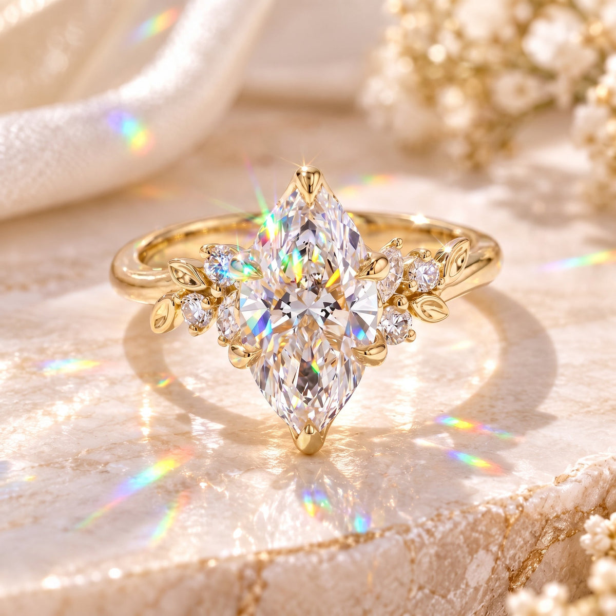A Stunning Marquise Lab Diamond Ring Designed To Make Your Hands Look More Elegant — With Romantic Floral Details And Luxury Sparkle You'll Love Every Day-Last Day Sale-90% OFF🔥